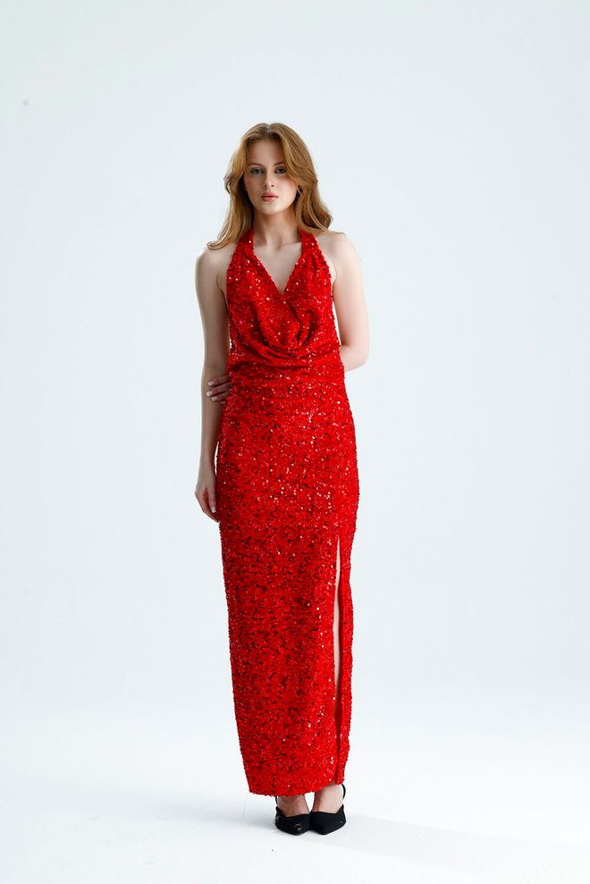 SENSE Raudona Glam Slip Suknelė Didmeninė prekyba drabužiais Medvilnė