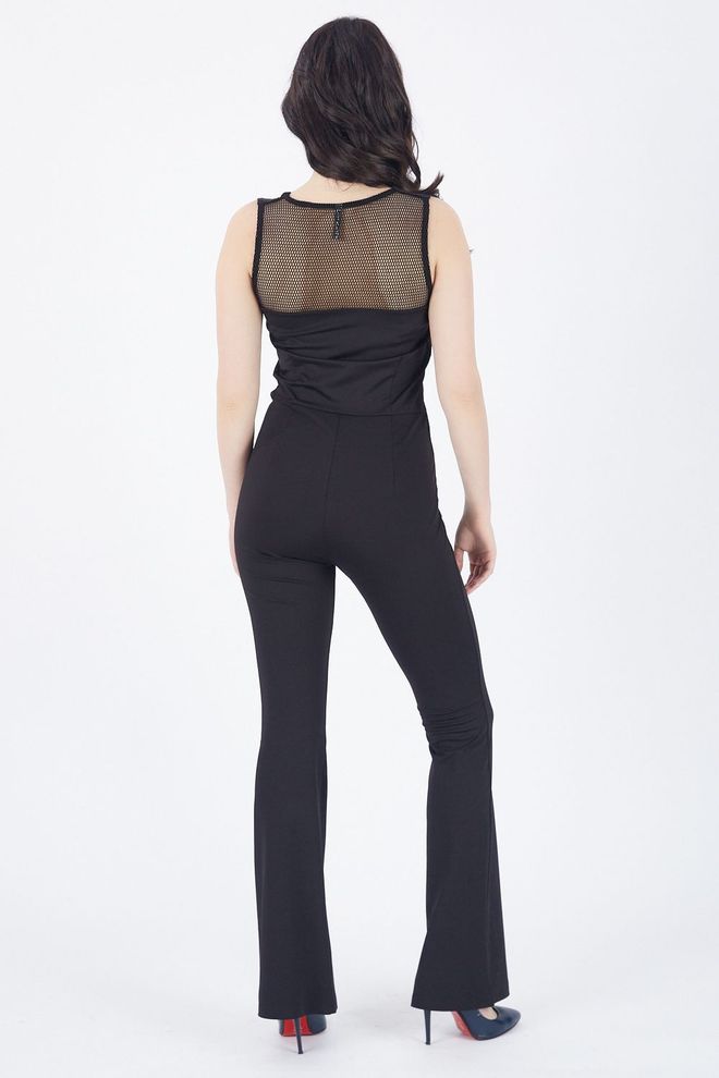 SENSE Black Sleeveless Diving Jumpsuit With Mesh Back And Agraffiti Wholesale Clothing 4