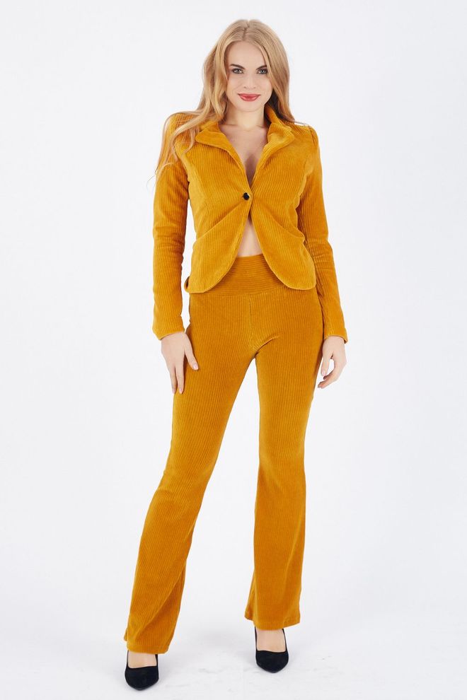 SENSE Горчичные Бархатные Брюки клеш Оптовая продажа одежды Формальный