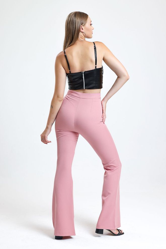 SENSE Powder Flared Zippered Pocket Hürrem Trousers Wholesale Clothing 4