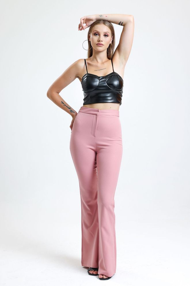 SENSE Powder Flared Zippered Pocket Hürrem Trousers Wholesale Clothing Casual
