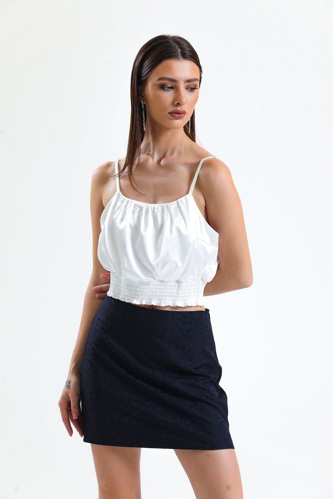 SENSE Navy Blue Jacquard Mini Skirt_Etk32609 Wholesale Clothing Polyester