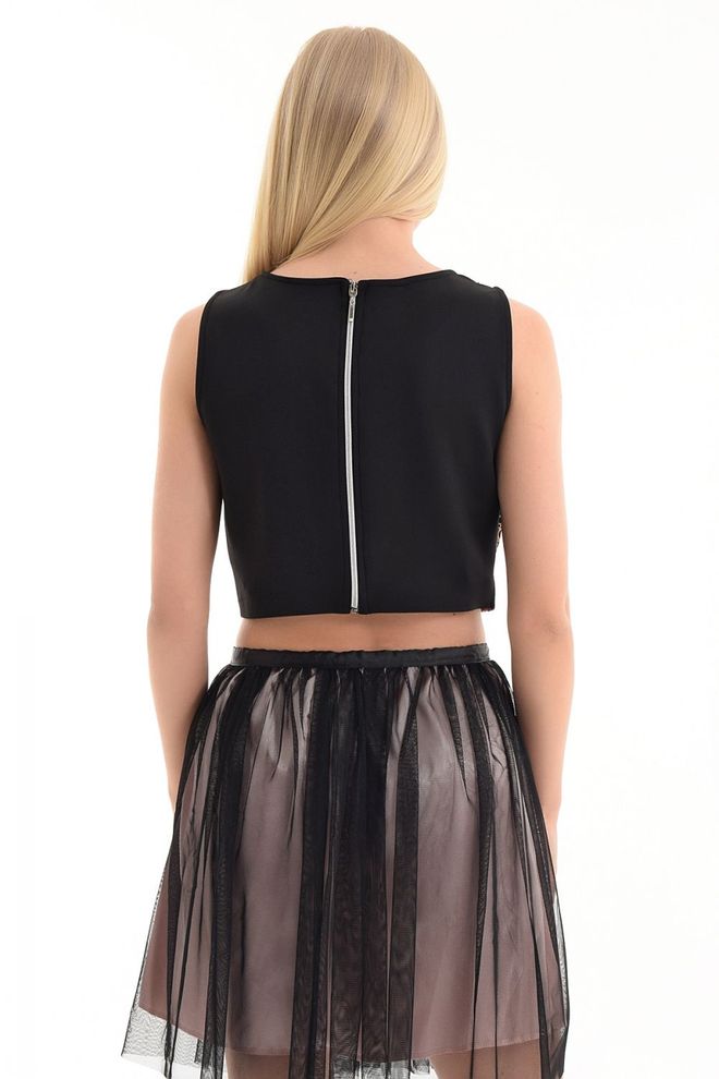 SENSE Back Zipper Sequin Short Blouse Wholesale Clothing Birthday