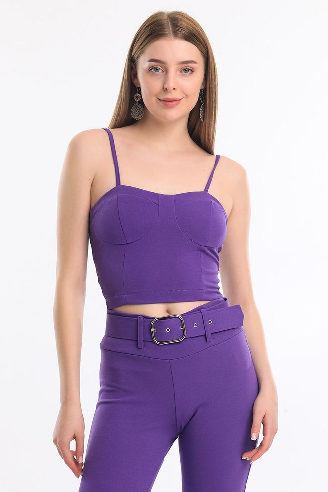 SENSE Purple Gloped Bustier Wholesale Clothing Casual