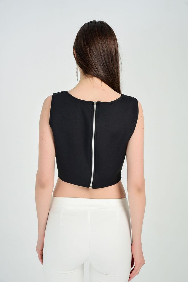 SENSE Bustier Gold Blouse Zippered Sequined Short Blouse Wholesale Clothing Birthday