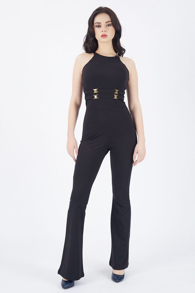 SENSE Черный Вечерний Комбинезон С Пряжкой Оптовая продажа одежды Элегантный