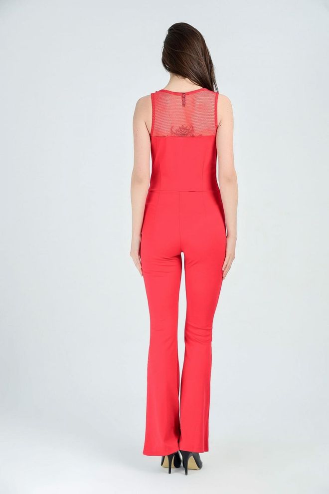 SENSE Red Sleeveless Diving Jumpsuit With Mesh Back And Agraffiti Wholesale Clothing Lounge