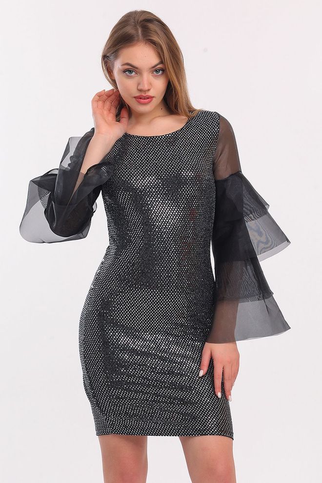 SENSE Robe De Soirée À Paillettes Et Manches Argentées En Organza Buzy Vêtements en gros Formel