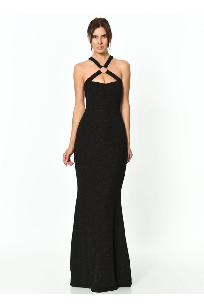 SENSE Szczegółowa suknia wieczorowa z czarnym pierścieniem Hurtowa sprzedaż odzieży Formalny