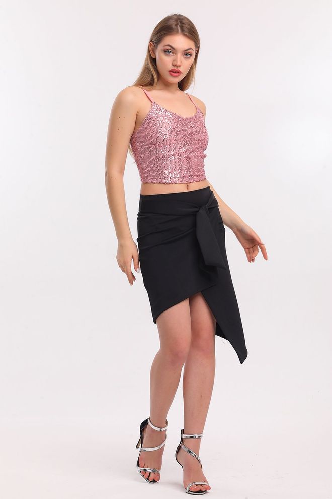 SENSE Powder Lined Croptop Strap Sequin Bustier Wholesale Clothing Lounge