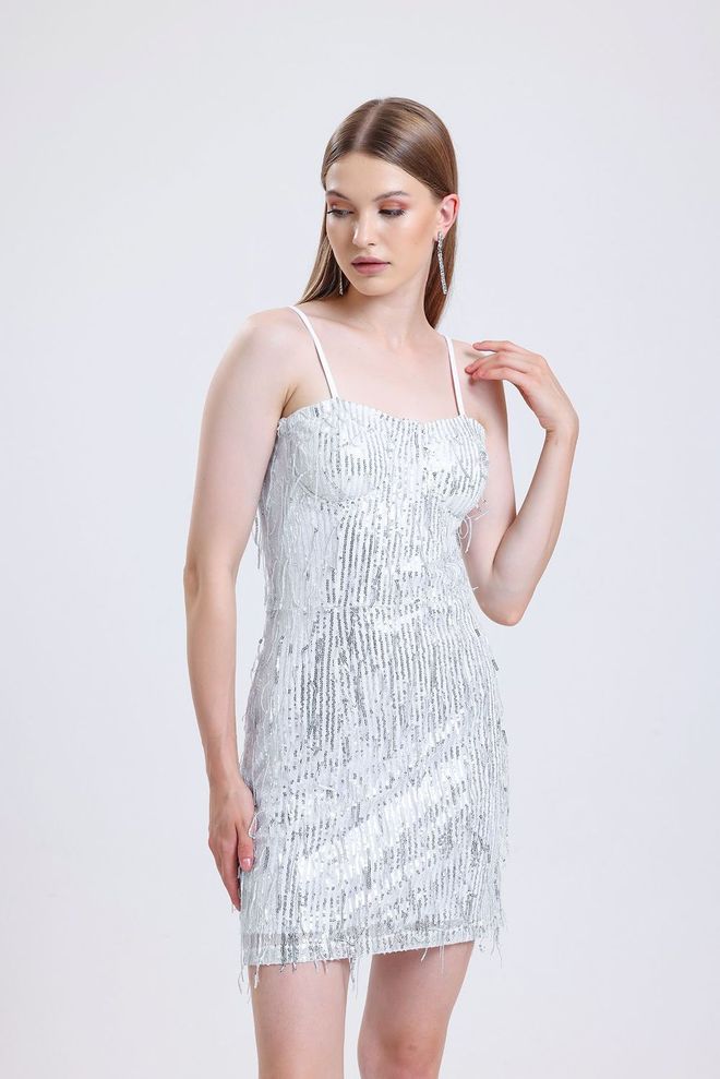 SENSE Robe De Soirée À Paillettes Argentées Vêtements en gros Sexy