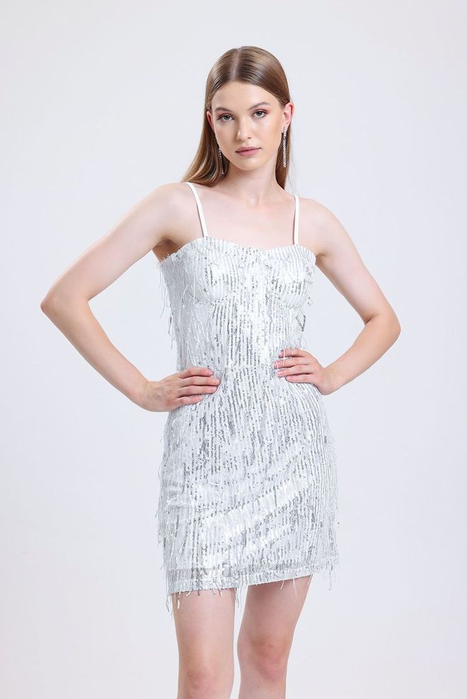 SENSE Silver Sequin Evening Dress Wholesale Clothing Birthday
