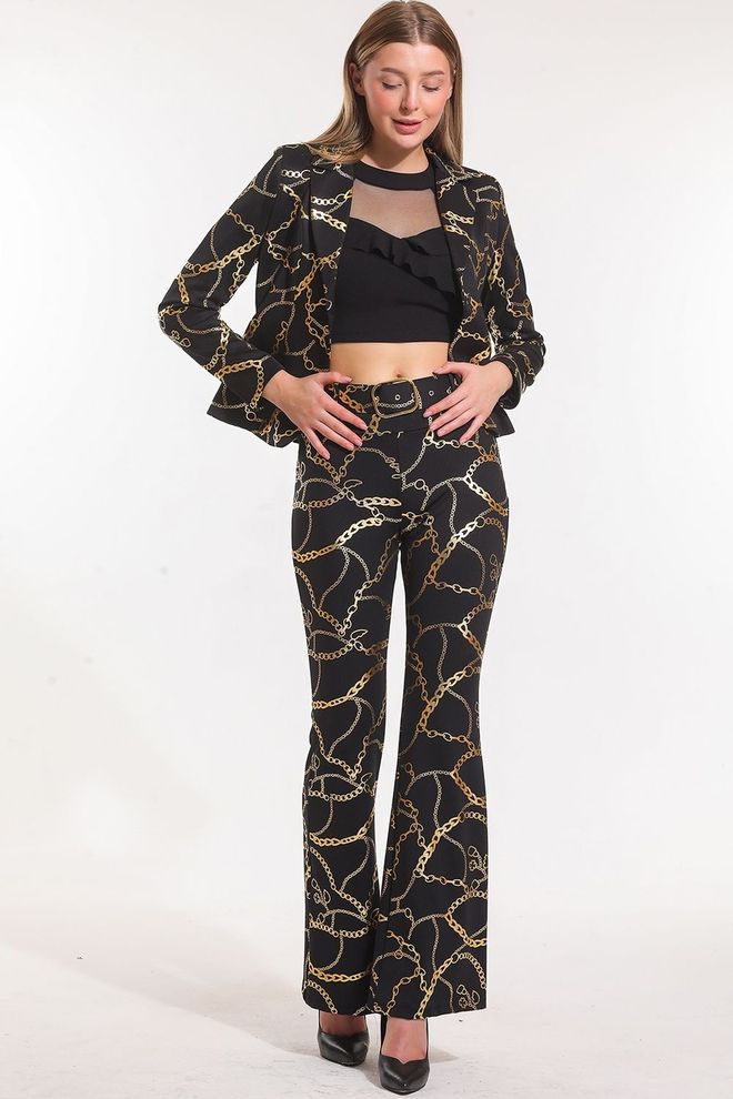 SENSE Chain Printed Scuba Trousers Wholesale Clothing Casual