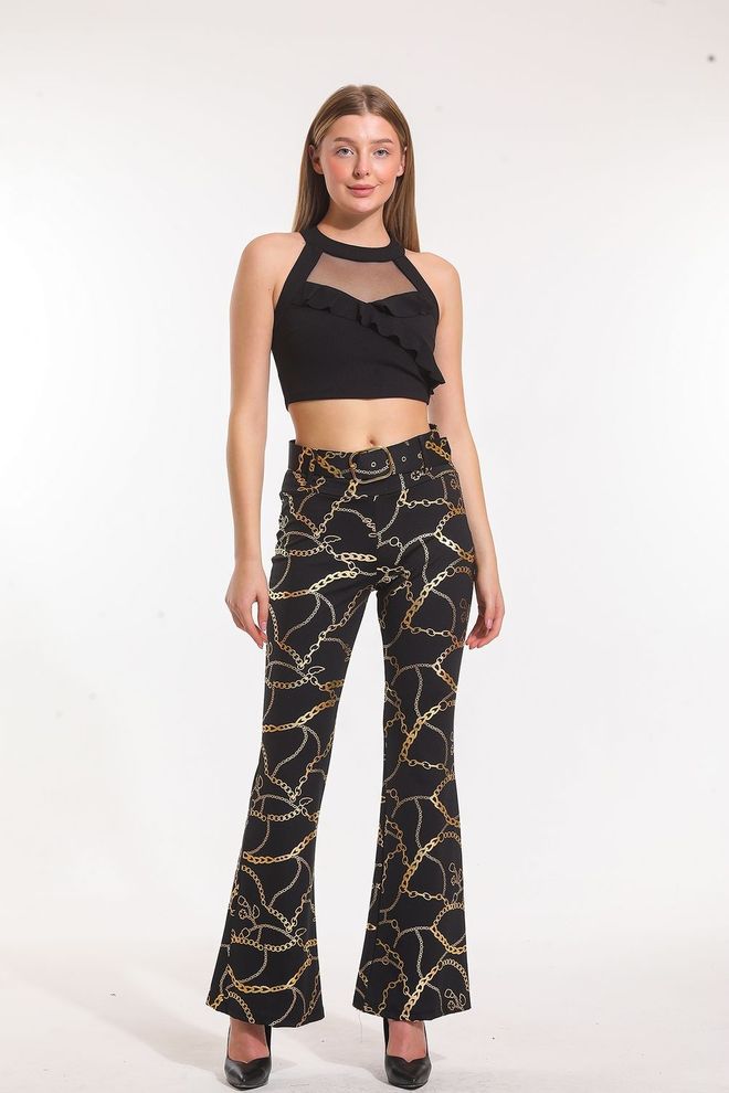 SENSE Chain Printed Scuba Trousers Wholesale Clothing Polyester
