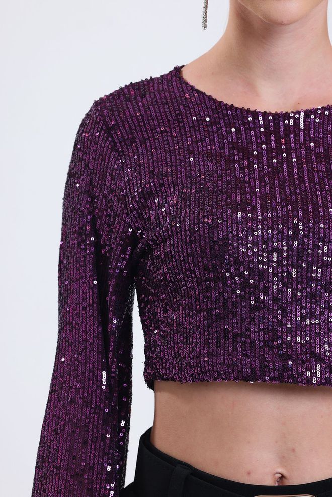 SENSE Purple Lined Evening Dress Sequin Blouse Wholesale Clothing Fall