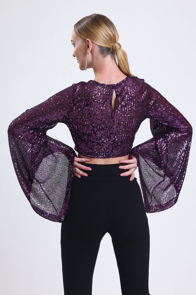 SENSE Purple Lined Evening Dress Sequin Blouse Wholesale Clothing Glam