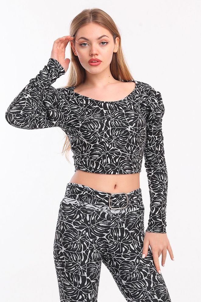 SENSE Schwarze Jacquard Bluse Großhandelskleidung Lässig