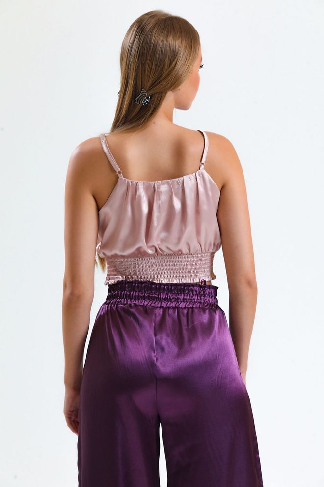 SENSE Powder Gippe Printed Satin Blouse Wholesale Clothing Formal