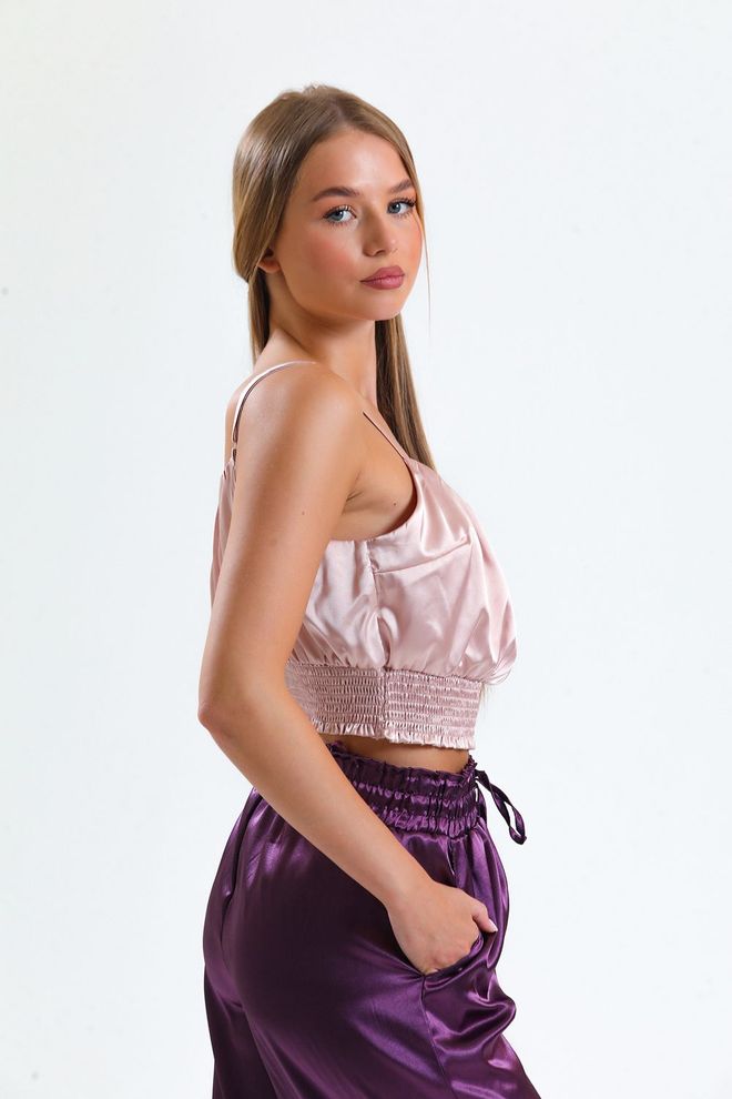 SENSE Powder Gippe Printed Satin Blouse Wholesale Clothing Polyester