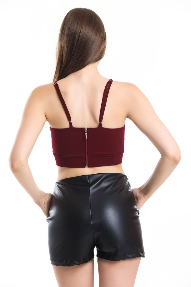 SENSE Бюстие От Креп За Гмуркане С Презрамки В Бордо Дрехи на едро Секси