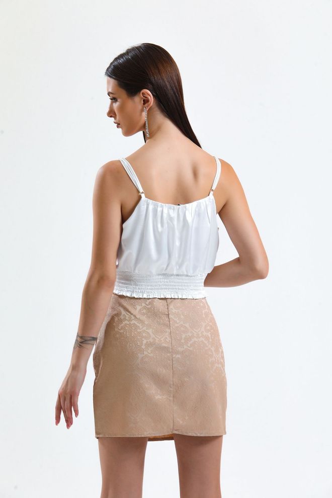 SENSE Beige Jacquard Mini Skirt_Etk32609 Wholesale Clothing Formal