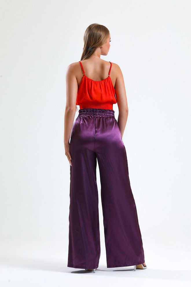 SENSE Camicetta in raso stampato con bordino arancione Abbigliamento all'ingrosso Formale