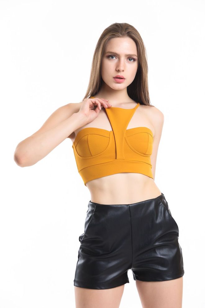 SENSE Scuba Crepe Bustier With Saffron Strap Glops Wholesale Clothing Spring