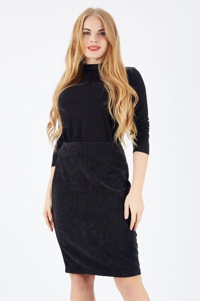 SENSE Black Hidden Zipper Long Velvet Skirt Wholesale Clothing Spring