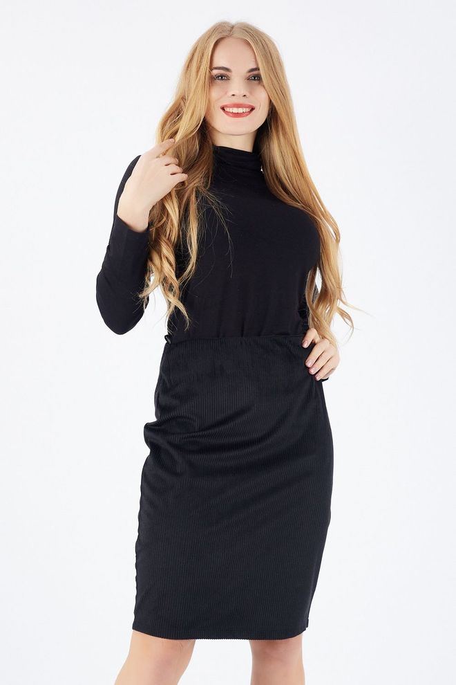 SENSE Black Hidden Zipper Long Velvet Skirt Wholesale Clothing Lounge