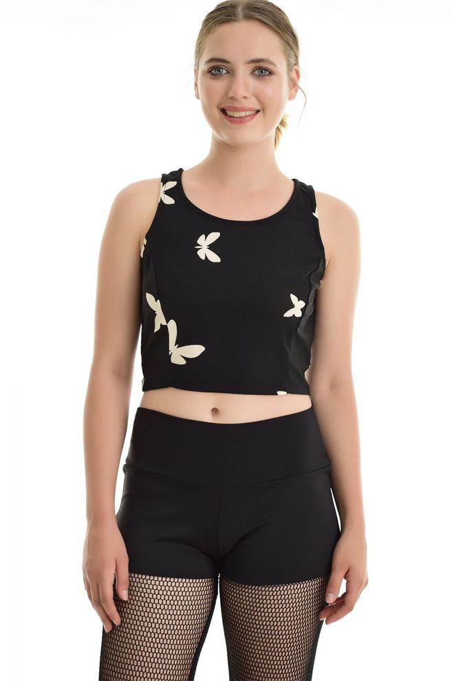 SENSE Chemisier Noir À Motif Papillon Vêtements en gros Décontracté