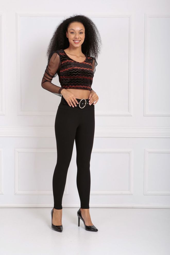 SENSE Brown Sleeves Tulle Striped Velvet Blouse Wholesale Clothing Lounge