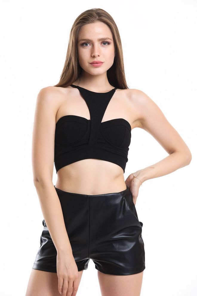 SENSE Scuba Crepe Bustier With Black Strap Glops Wholesale Clothing Polyester