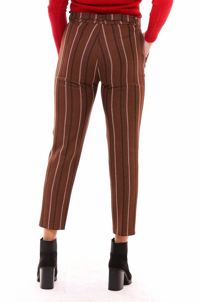 SENSE Sense Tile Striped Ankle Trousers With Belted Waist Wholesale Clothing Work