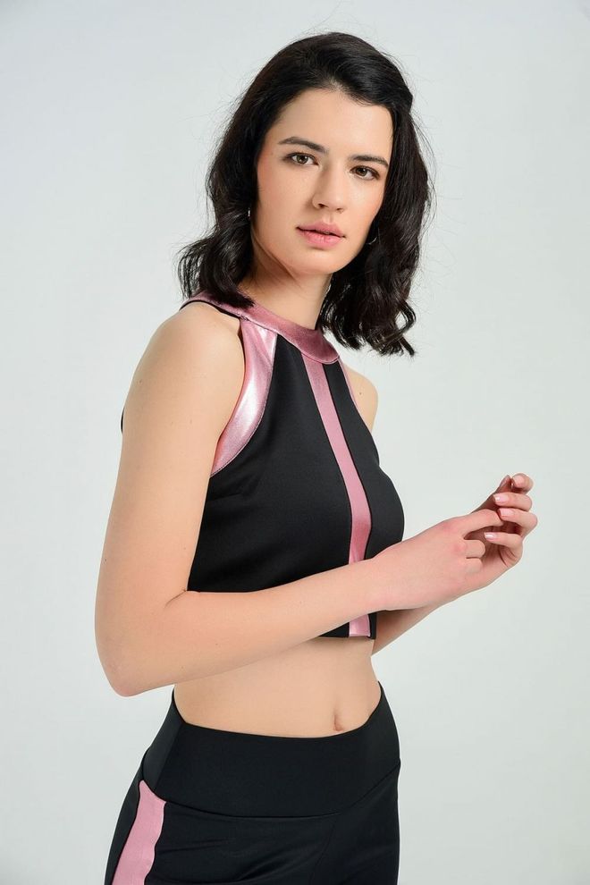 SENSE Bustierbluse Mit Rosa Besatz Und Blattverzierung Großhandelskleidung Formal