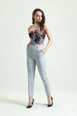 A wholesale clothing model wears sns10508-ankle-atlas-fabric-trousers-gray, Turkish wholesale  of 
