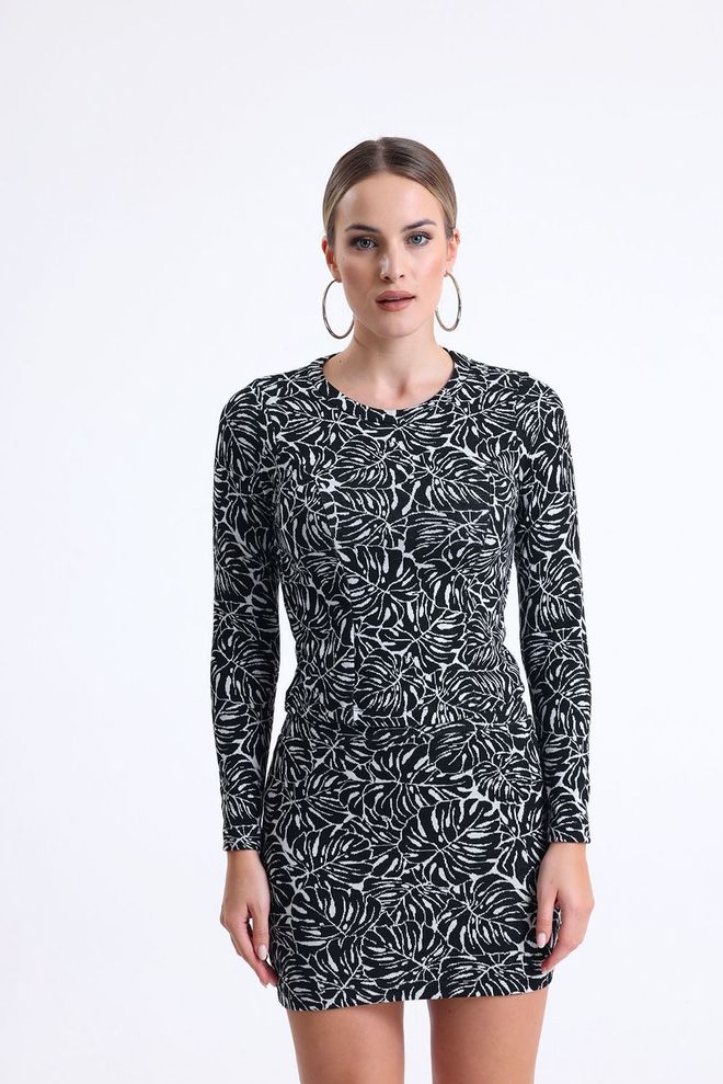 SENSE Minigonna jacquard nera ecru Abbigliamento all'ingrosso Casuale