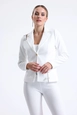 A wholesale clothing model wears sns10534-white-lined-needle-detailed-ottoban-jacket, Turkish wholesale  of 