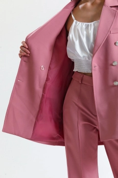 A wholesale clothing model wears sns10649-sense-powder-women's-suit-jacket-and-trousers, Turkish wholesale Suit of SENSE