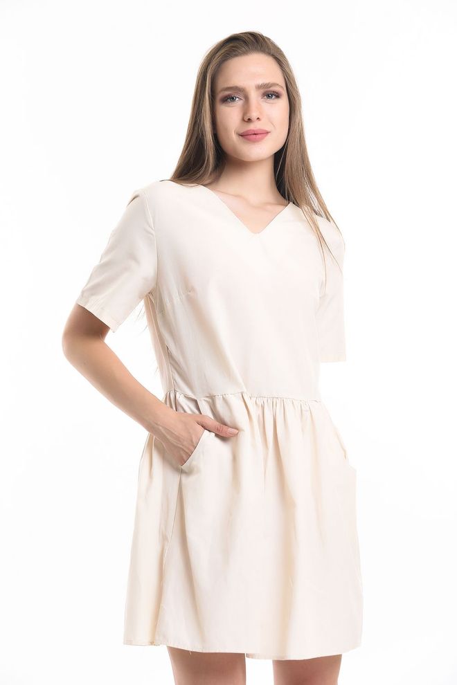 SENSE Minivestido Beige Con Detalle De Bolsillo De Sense Ropa al por mayor Casual
