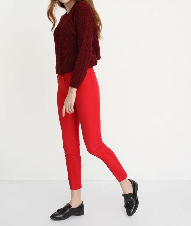 SENSE Pantaloni Creion Cu Fermoar Și Buzunar Roșu Sense Îmbrăcăminte cu ridicata Casual