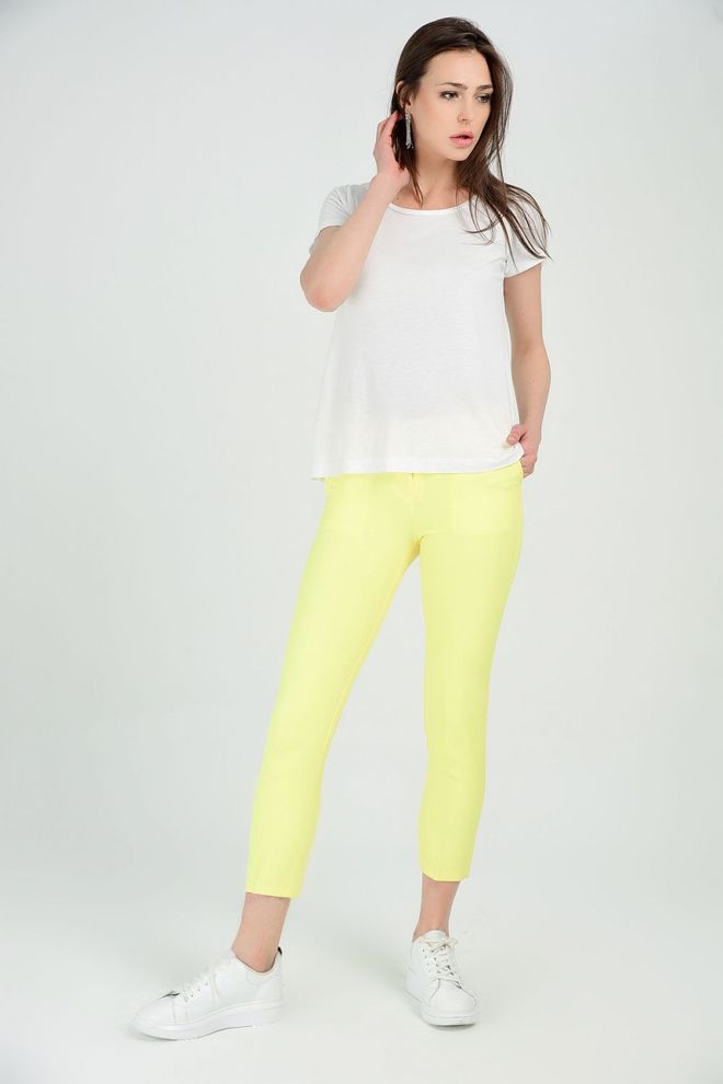 SENSE Сенсе Жуте Панталоне Панталоне Од Глежњача Од Тканине Атлас Велепродаја одеће Полиестер