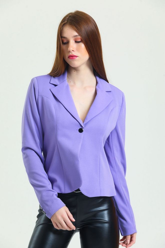 SENSE Sense Lilac Blazzer Scuba Lined Jacket Wholesale Clothing Elegant