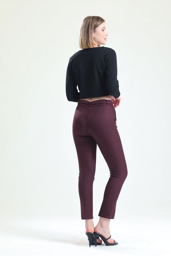 SENSE Sense Purple Waist Belted Ankle Trousers Wholesale Clothing 4