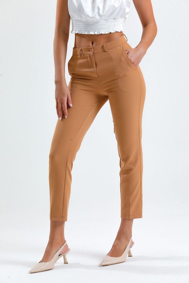 SENSE Sense Camel Trousers Atlas Fabric Ankle Trousers Wholesale Clothing Spring