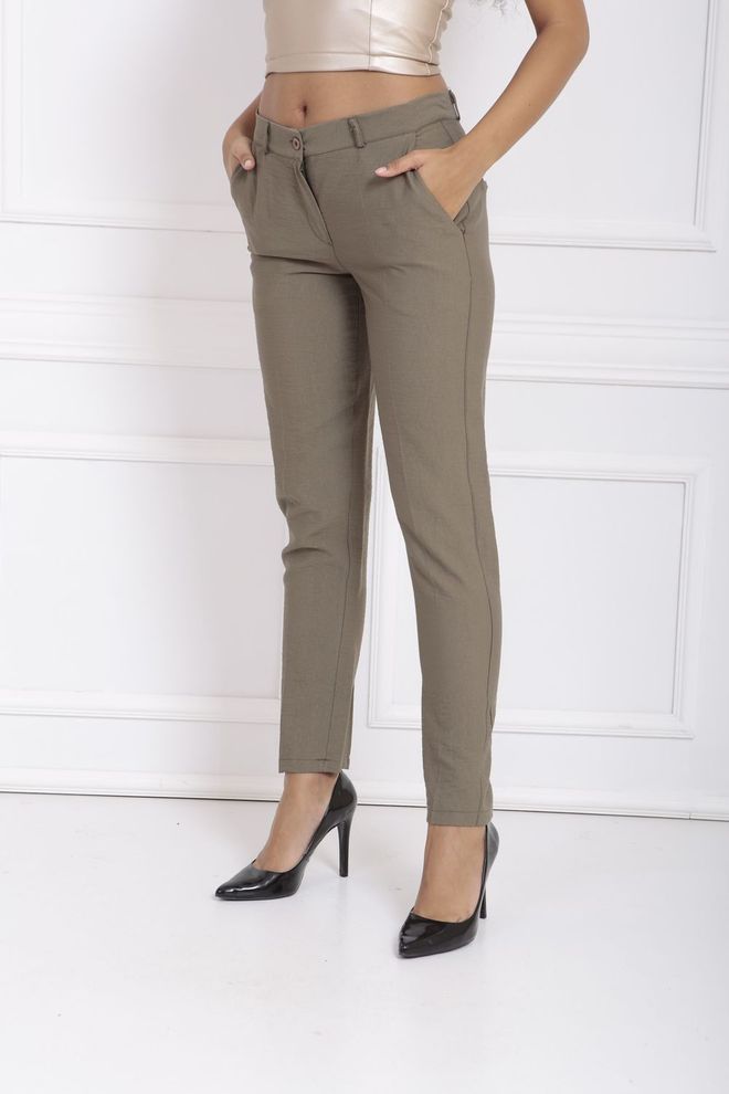 SENSE Sense Khaki Waist Bridged Ornamental Stitched Trousers Wholesale Clothing Spring
