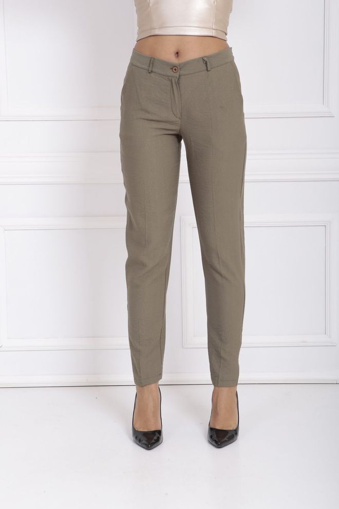 SENSE Sense Khaki Waist Bridged Ornamental Stitched Trousers Wholesale Clothing Polyester