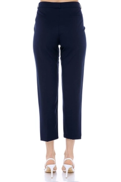 A wholesale clothing model wears sns10755-sense-navy-blue-plus-size-trousers, Turkish wholesale Pants of SENSE