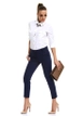 A wholesale clothing model wears sns10755-sense-navy-blue-plus-size-trousers, Turkish wholesale  of 