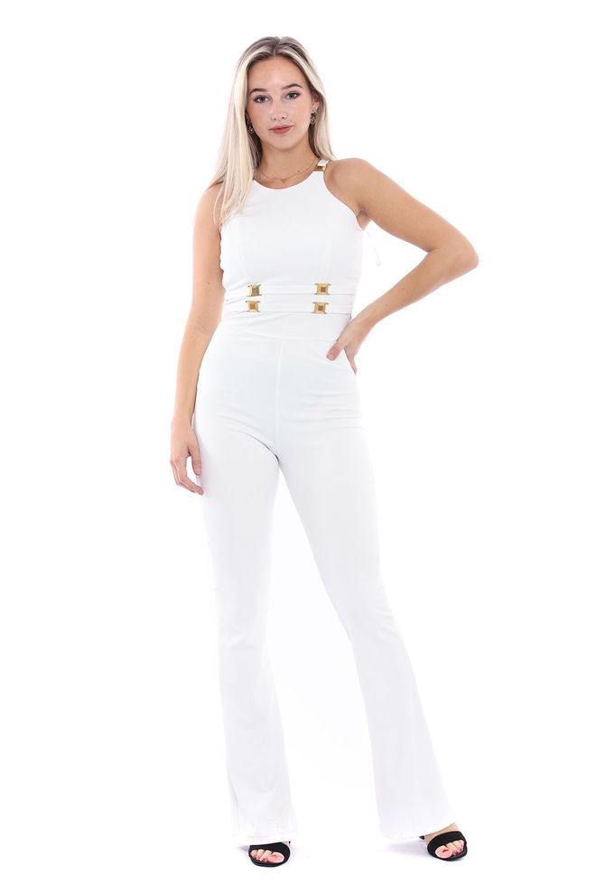 SENSE Sense Ecru Buckle Evening Dress Jumpsuit Wholesale Clothing Elegant