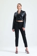 A wholesale clothing model wears sns10710-sense-u.black-trousers-atlas-fabric-ankle-trousers, Turkish wholesale  of 